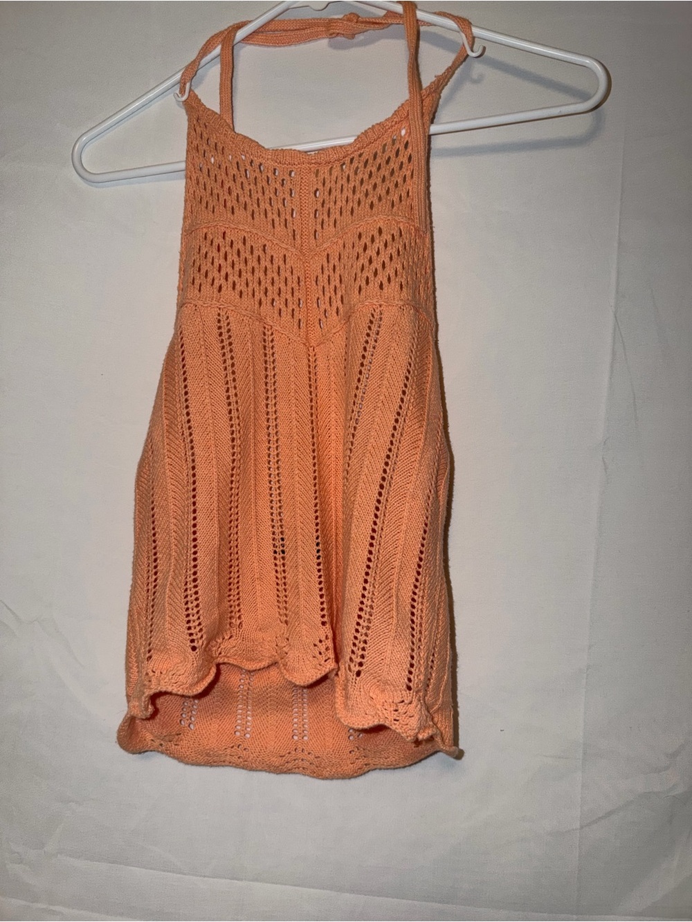 Almost Famous Peach Crochet Halter Camisole